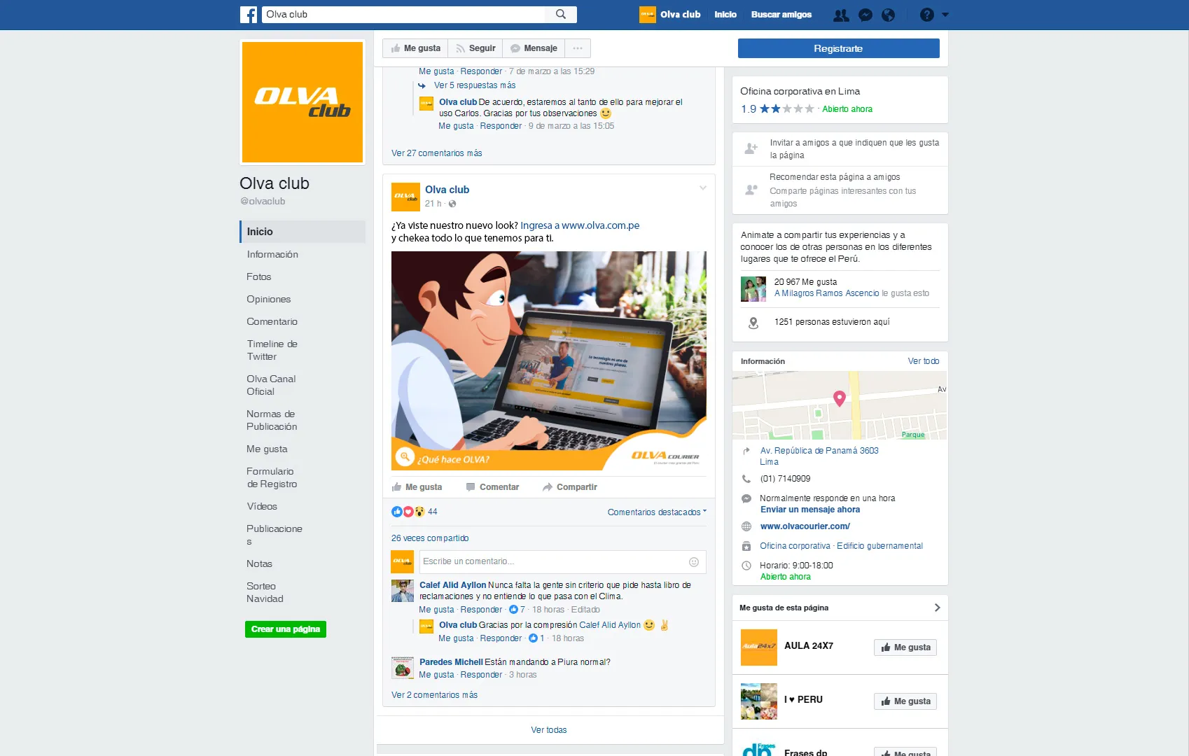 Caso Olva Courier diseño para redes sociales y contenido digital desarrollado por Brandteam
